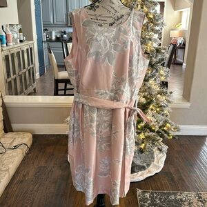 Pink and Gray Midi dress